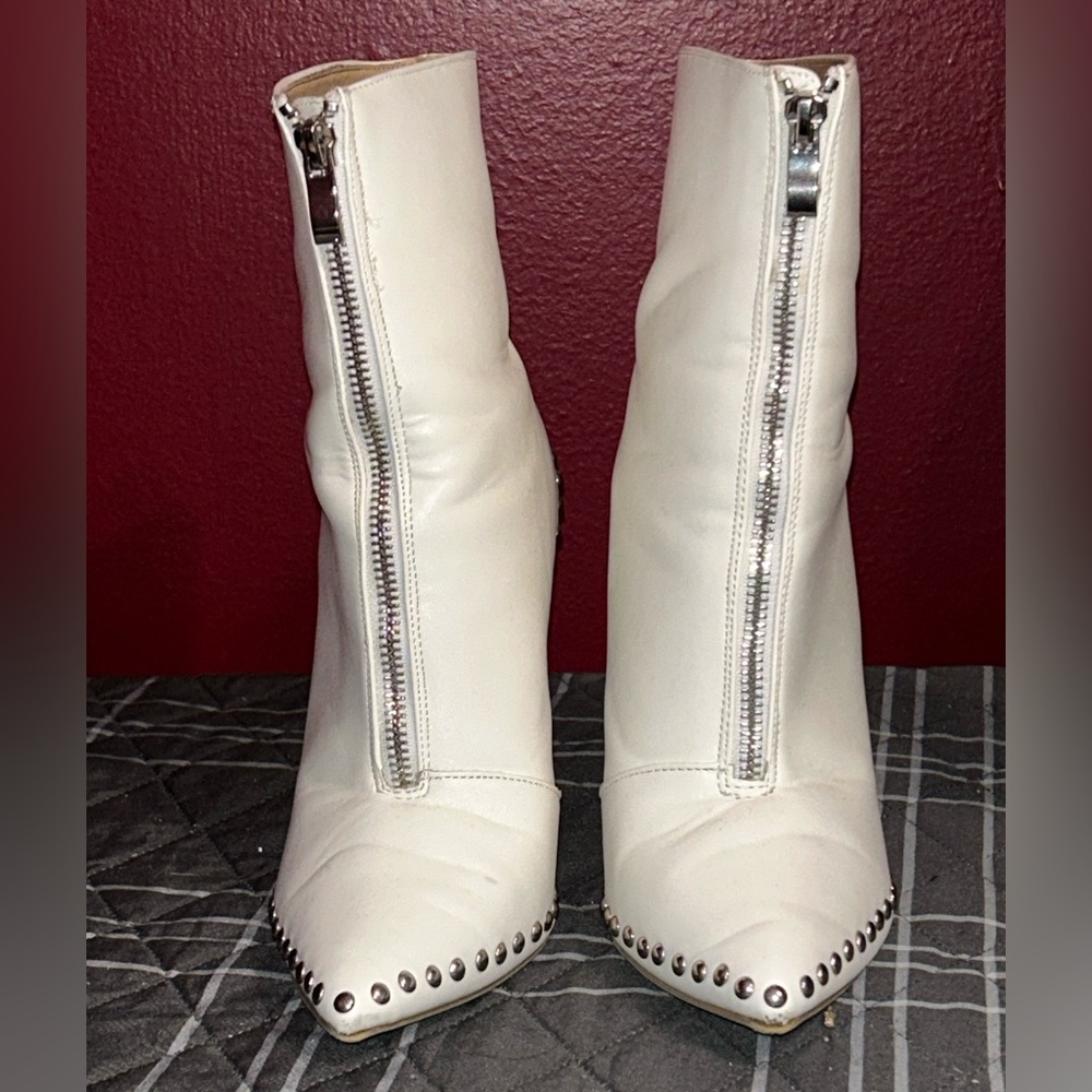 White studded boots